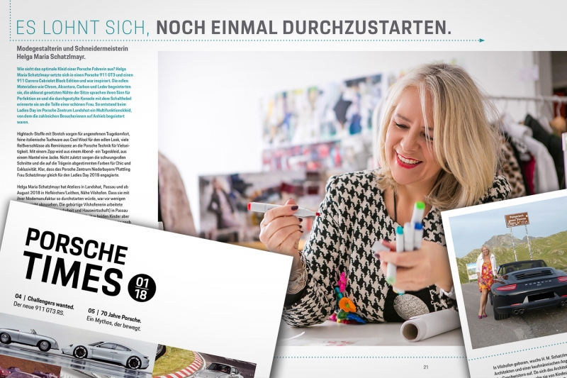 Veröffentlichung über Helga Maria Schatzlmayr in der Porsche Times 1/2018