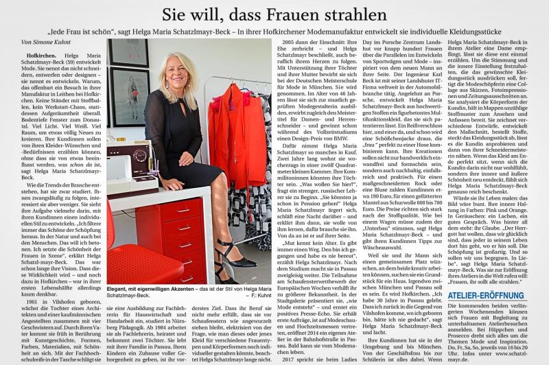 Sie will, dass Frauen strahlen - Presseartikel Vilshofener Anzeiger